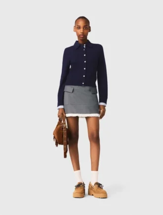 A-line poplin skirt with ruffle