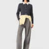 Amour round-neck rib knit cardigan Amour round-neck rib knit cardigan