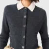 Amour round-neck rib knit cardigan Amour round-neck rib knit cardigan