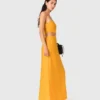 Asymmetrical linen-blend dress