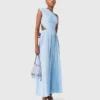 Asymmetrical pleated maxi dress