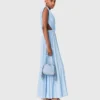 Asymmetrical pleated maxi dress