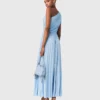 Asymmetrical pleated maxi dress
