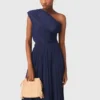Asymmetrical pleated maxi dress