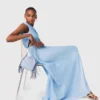 Asymmetrical pleated maxi dress