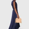 Asymmetrical pleated maxi dress