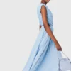 Asymmetrical pleated maxi dress