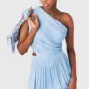 Asymmetrical pleated maxi dress