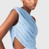 Asymmetrical pleated maxi dress