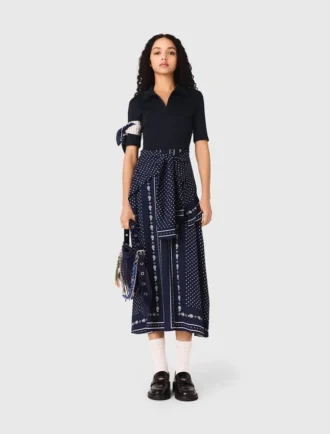Bandana patterned mixed-material dress