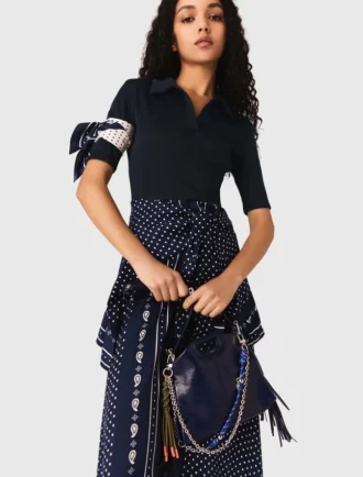 Bandana patterned mixed-material dress