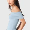 Bardot rib knit top