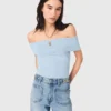 Bardot rib knit top