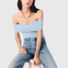Bardot rib knit top