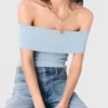 Bardot rib knit top