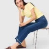 Beaded bootcut jeans