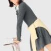 Beaded-collar short knit dress Beaded-collar short knit dress