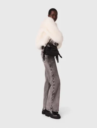 Beaded wide-leg jeans