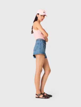 Braided denim shorts