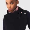 Button-up wool mix collar wrap
