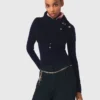 Button-up wool mix collar wrap