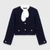 Cardigan with embroidered collar
