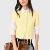 Cardigan with rhinestone neck