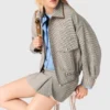 Checked bomber jacket