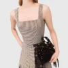 Checked diamanté strappy top