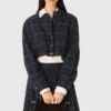 Checked rhinestone cropped shirt Checked rhinestone cropped shirt