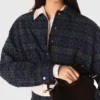 Checked rhinestone cropped shirt Checked rhinestone cropped shirt