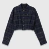 Checked rhinestone cropped shirt Checked rhinestone cropped shirt
