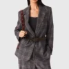 Checkered belted suit jacket Checkered belted suit jacket