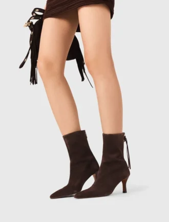 Chocolate Brown zipped suede ankle boots