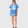 Contrast collar printed shirt
