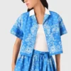 Contrast collar printed shirt