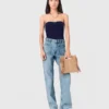 Contrast-knit bustier top