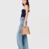 Contrast-knit bustier top
