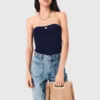 Contrast-knit bustier top