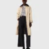Contrast sleeve and collar trench