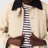 Contrast sleeve and collar trench