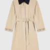 Contrast sleeve and collar trench