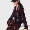 Cropped argyle pattern cardigan Cropped argyle pattern cardigan