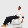 Cotton trousers with leather belt Cotton trousers with leather belt
