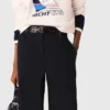 Cotton trousers with leather belt Cotton trousers with leather belt