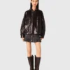 Crackled faux leather jacket