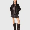 Crackled faux leather jacket