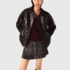 Crackled faux leather jacket