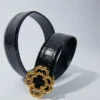 Croc-effect leather double M belt