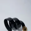 Croc-effect leather double M belt